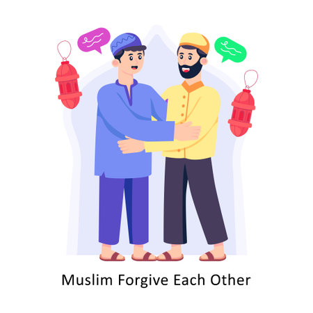 Muslim Forgive Each Other Flat Style Design Vector illustration. Stock illustrationのイラスト素材