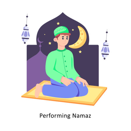 Performing Namaz  Flat Style Design Vector illustration. Stock illustrationのイラスト素材