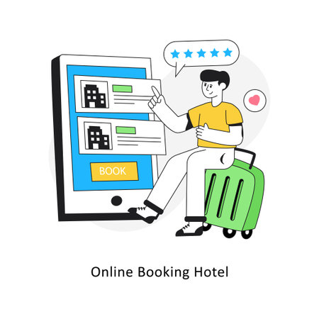 Online Booking Hotel  Flat Style Design Vector illustration. Stock illustrationのイラスト素材