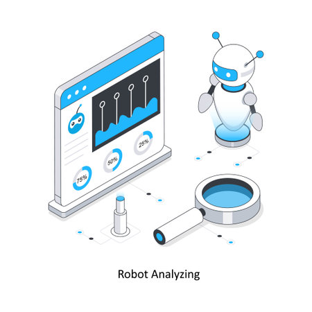 Robot Analyzing isometric stock illustration. EPS File stock illustrationのイラスト素材