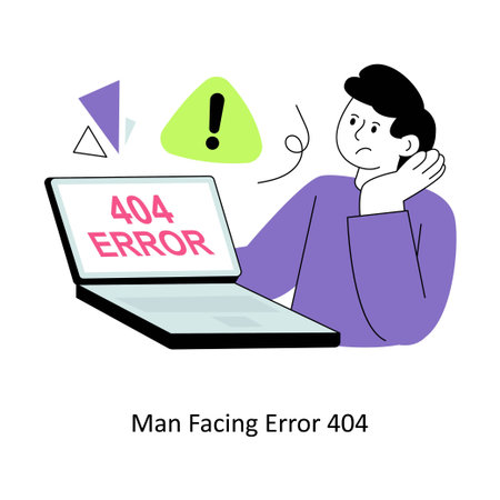 Man Facing Error 404 Flat Style Design Vector illustration. Stock illustration