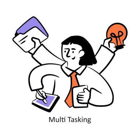 Multi Tasking Filled Outline Style Design Vector Stock illustration.のイラスト素材