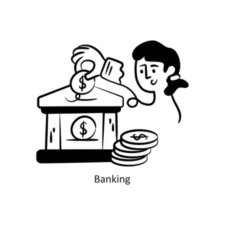 Banking Outline Style Design Vector Stock illustration.のイラスト素材