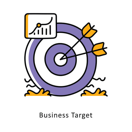 Business Target Filled Outline Style Design Vector Illustration. Stock Illustrationのイラスト素材