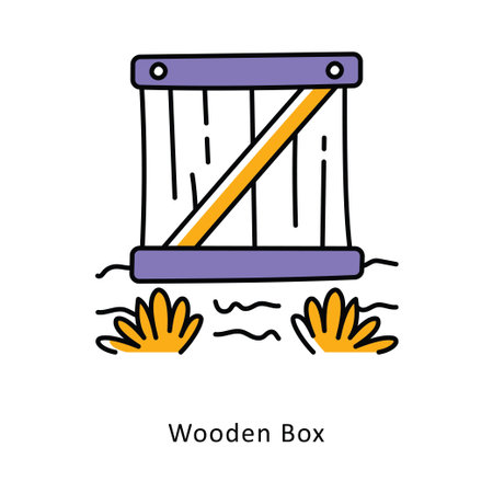 Wooden Box Filled Outline  stock illustration. EPS File stock illustrationのイラスト素材