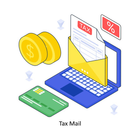 Tax Mail isometric Colored illustration. EPS File stock illustrationのイラスト素材