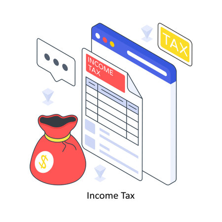 Income Tax isometric Colored illustration. EPS File stock illustrationのイラスト素材