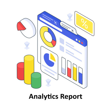 Analytics Report isometric Colored illustration. EPS File stock illustrationのイラスト素材