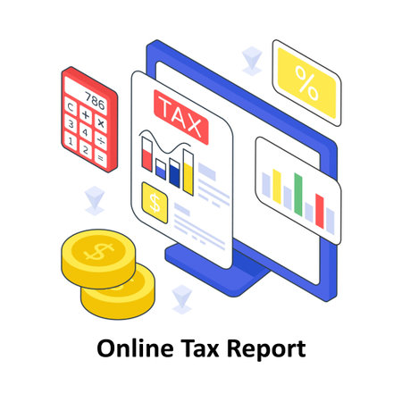 Online Tax Report isometric Colored illustration. EPS File stock illustrationのイラスト素材