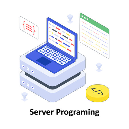 Server Programing isometric Colored illustration. EPS File stock illustrationのイラスト素材