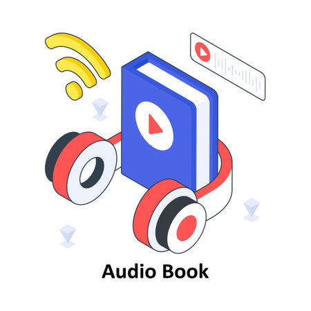 Audio Book isometric Colored illustration. EPS File stock illustrationのイラスト素材