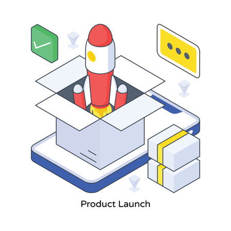 Product Launch isometric Colored illustration. EPS File stock illustrationのイラスト素材