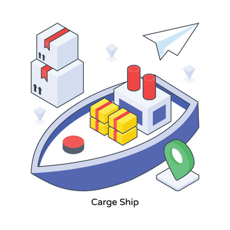 Carge Ship isometric Colored illustration. EPS File stock illustrationのイラスト素材