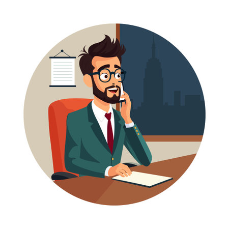 Man Attending a Call  Vector Illustration. Eps 10 Fileのイラスト素材