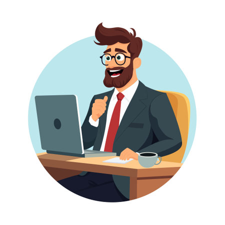Businessman Doing Remote Work  Vector Illustration. Eps 10 Fileのイラスト素材
