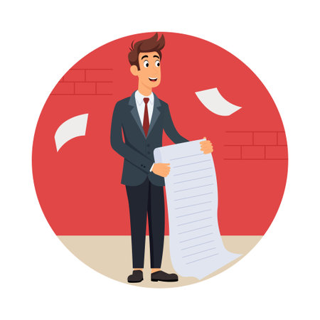 Man Holding Business Task List  Vector Illustration. Eps 10 Fileのイラスト素材