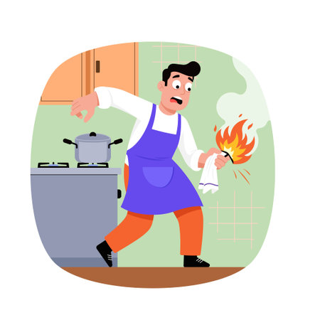 Dropping Food in Fire Vector illustration.  EPS 10 Fileのイラスト素材