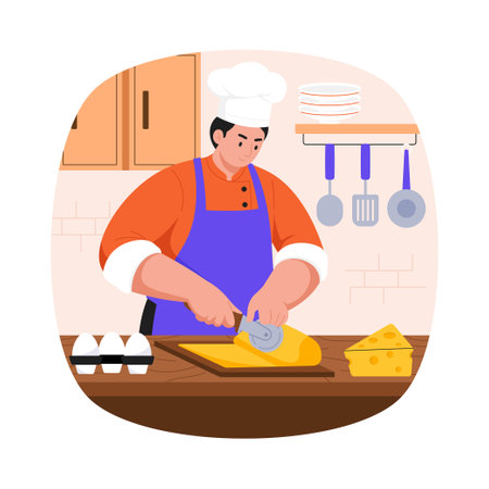 Making Pizza Vector illustration.  EPS 10 Fileのイラスト素材