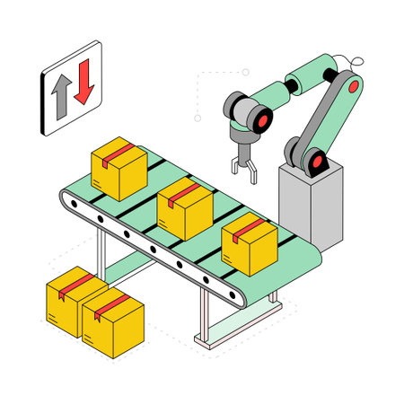 Conveyor Belt Isometric Style Illustration. EPS 10 fileのイラスト素材