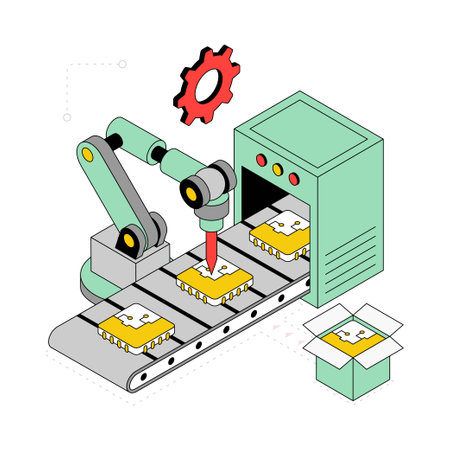 Warehouse Manufacturing Isometric Style Illustration. EPS 10 Fileのイラスト素材