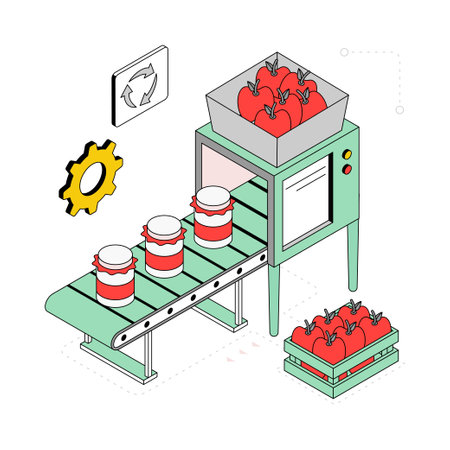 Packing Machine Isometric Style Illustration. EPS 10 Fileのイラスト素材