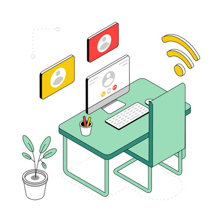Online Meeting  isometric Style Illustration. EPS 10 fileのイラスト素材