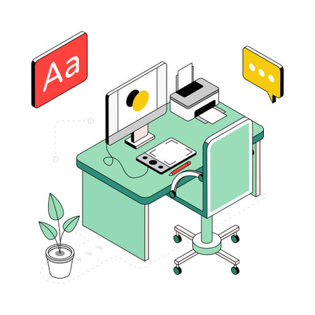 Office Workspace isometric Style Illustration. EPS 10 fileのイラスト素材