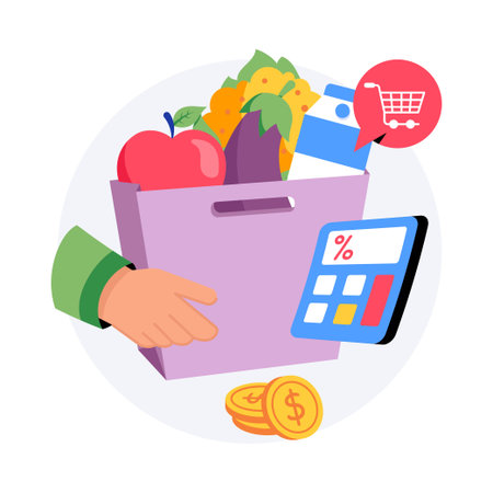 Affordable Groceries Concept Style illustrations. EPS 10 Fileのイラスト素材