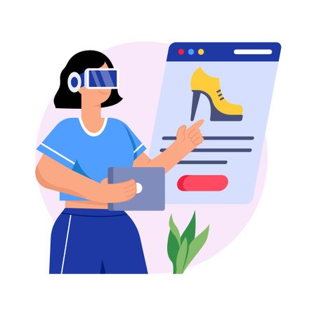 Virtual Shopping Concept Style illustrations. EPS 10 Fileのイラスト素材