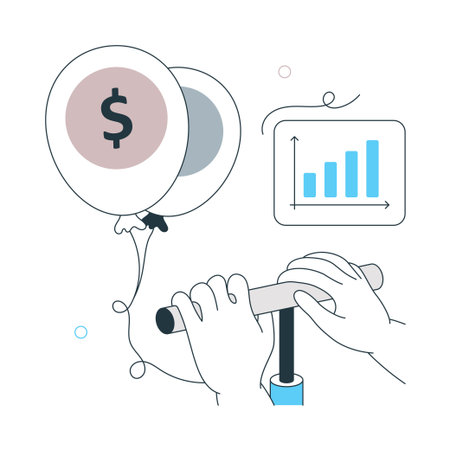 Pumping Currency Inflation Flat Style Design Vector illustration. EPS 10 Fileのイラスト素材