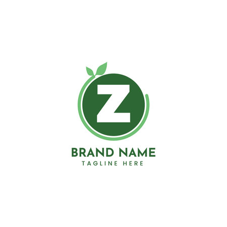 Letter Z logo design template. Initial letter Z with leaf logo vectorのイラスト素材
