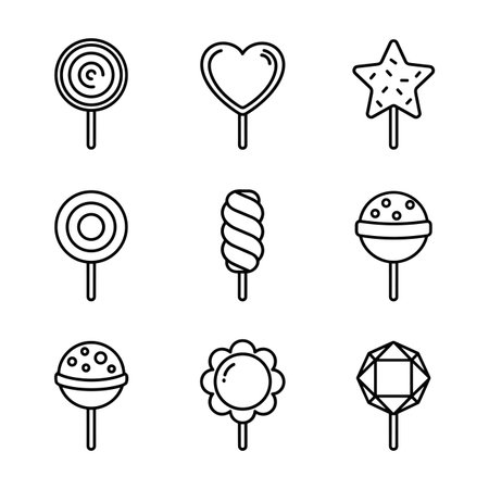 a set of lollipop candy vector illustrations, perfect for sweet designs, icons, and graphic elements.のイラスト素材