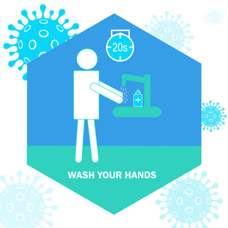 Wash Your Hands to prevent different virusのイラスト素材