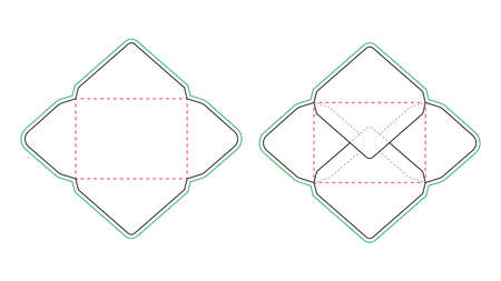Envelope die line template and Perspective viewのイラスト素材