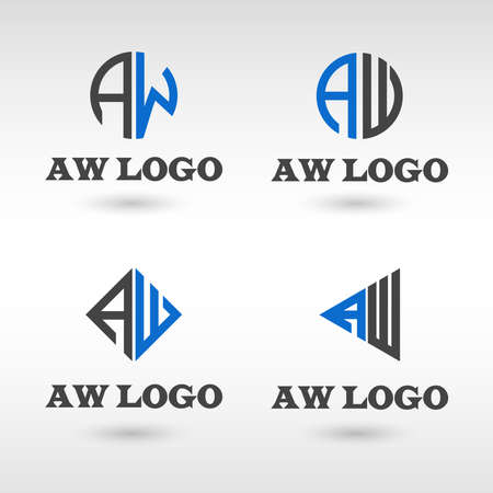 Different style typography AW letter vector Logoのイラスト素材