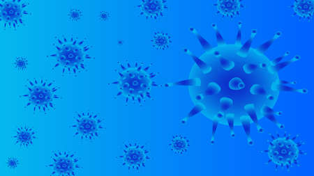 Corona Virus vector blue backgroundの写真素材
