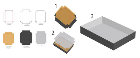 Rigid tray box, rigid inner box, luxury box 3D vector design