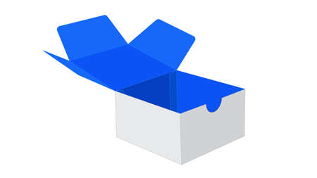 Custom box 3D vector illustration easily color change able editable and for mockup propuse white outer blue inner boxのイラスト素材