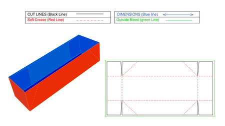 Preglued infold tray boix dieline template and 3D box rendering vector.のイラスト素材