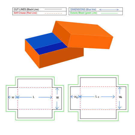 Corrugated packaging box, cardboard carton FEFCO302 box, 3D render and dieline template with resizable, cake and gift boxのイラスト素材