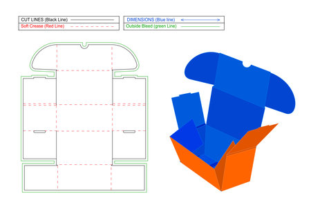 Indestructo Corrugated Mailer, Shipping Box dieline template and 3D box, editable and resizable vector fileのイラスト素材