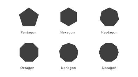 Pentagon Hexagon Heptagon Octagon Nonagon and Decagonのイラスト素材