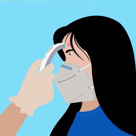 Non Contact infrared thermometer for measuring forehead temperatureのイラスト素材