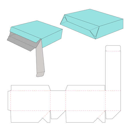 Tuck top auto bottom box dieline templateのイラスト素材