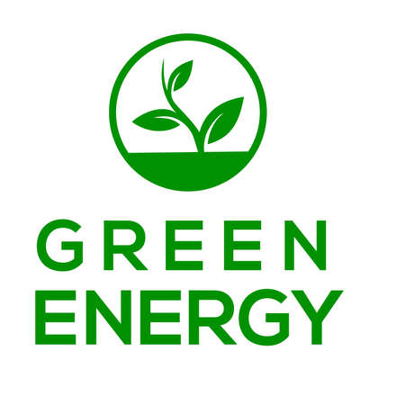 Green energy vector logo or icon, White background Green energy logoのイラスト素材