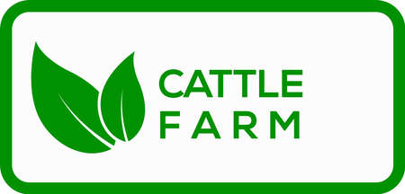 Cattle farm leaf vector logo or icon, green background Cattle farm logoのイラスト素材
