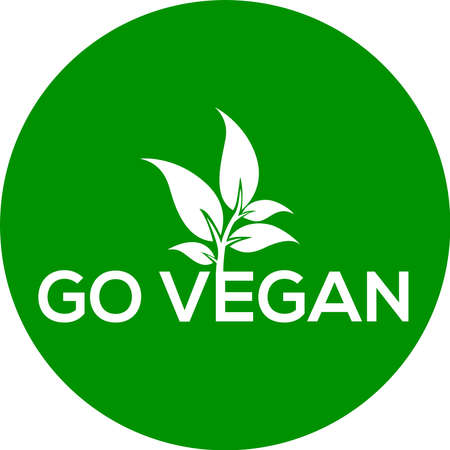 Go vegan vector logo or icon, green background go vegan logoのイラスト素材