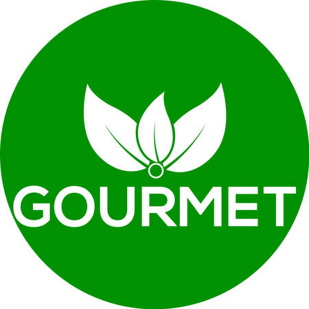 Gourmet leaf vector logo Green background Gourmet leaf  logo or iconのイラスト素材