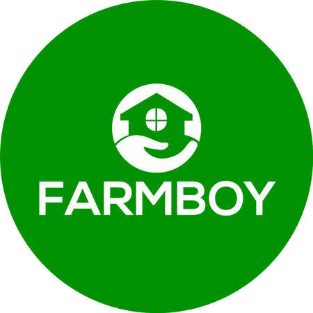 Farmboy vector logo or icon, green background farmboy logoのイラスト素材
