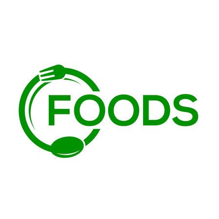 Foods vector logo or icon, white background foods logoのイラスト素材